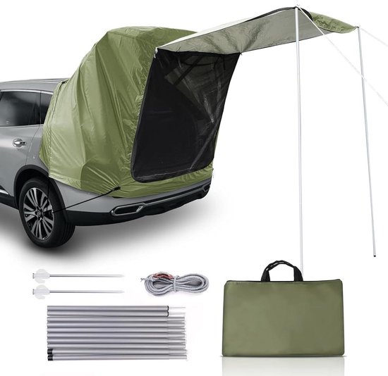 Universele waterdichte tent voor auto SUV - Achterkleptent met muggennet en luifel voor camping en outdoor avonturen van Merkloos