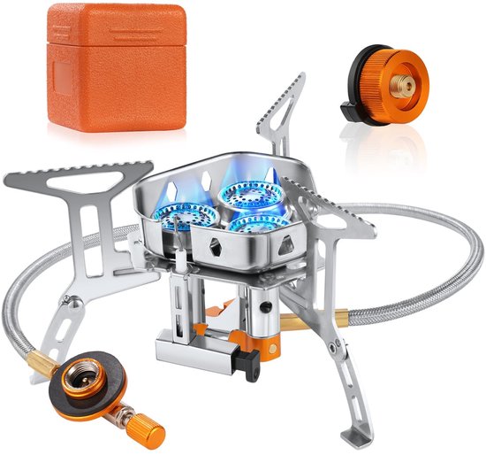 Unyqoos® Draagbaar gasfornuis met krachtige branders voor outdoor koken en kamperen van Merkloos