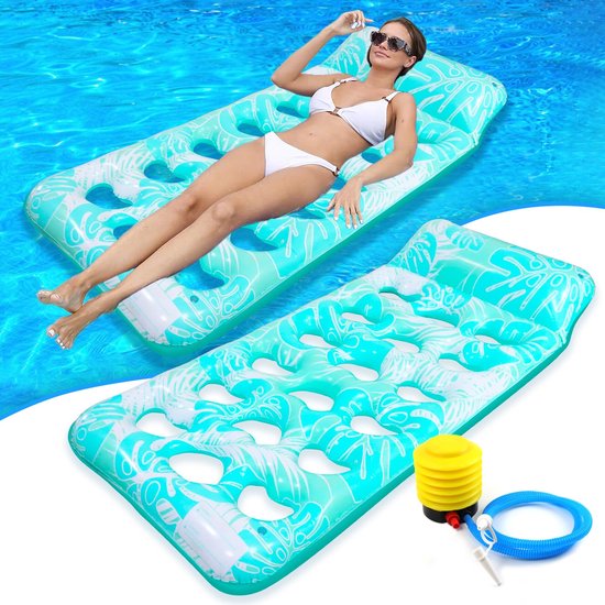 Unyqoos® Opblaasbare Water Hangmat voor Zwembad - Comfortabele Lounge Ligstoel met Kussen voor Volwassenen en Kinderen 170x80 cm van Merkloos