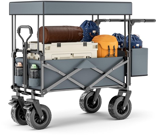 Unyqoos® Opvouwbare bolderkar met afneembaar dak en grote wielen voor buitenavonturen