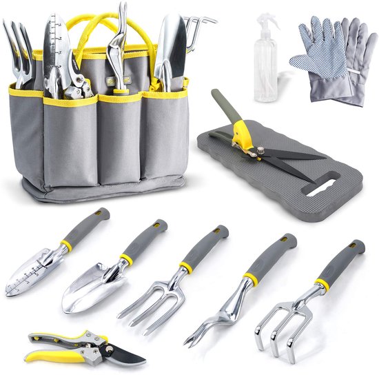 Unyqoos ® Tuingereedschapsset met 11 Essentiële Gereedschappen inclusief Ergonomische Handgrepen en Opbergtas van Unyqoos