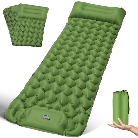 Unyqoos® Ultralicht en Compact Zelfopblazend Campingluchtmatras met Kussen voor Outdooractiviteiten van Merkloos