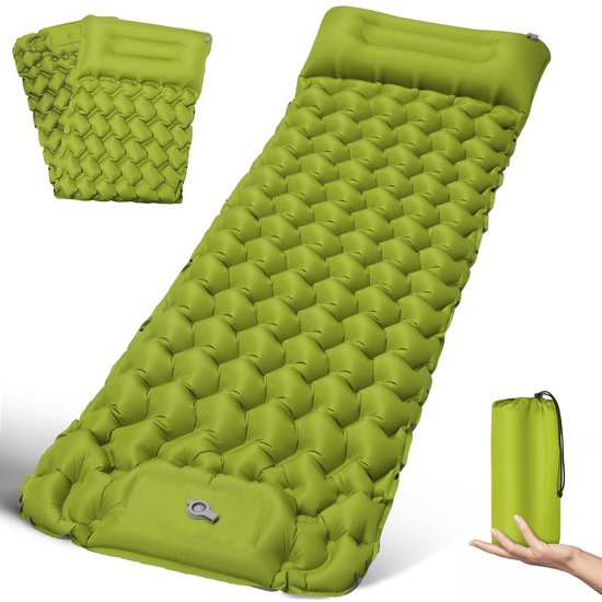 Unyqoos® Ultralicht Zelfopblazend Campingluchtmatras met Kussen voor Outdoor Avonturen en Stranddagen van Unyqoos