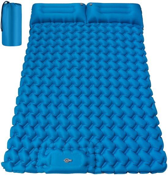 Unyqoos® Ultralichte Zelfopblazende Tweepersoons Campingmatras met Comfortabel Kussen en Snelle Voetpomp van Merkloos