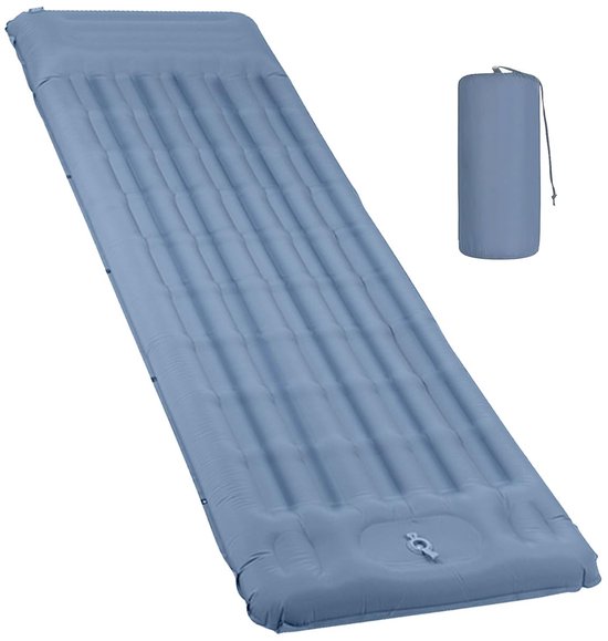 Unyqoos® Zelfopblazend campingmatras met geïntegreerd kussen en voetpomp voor outdoor comfort van Merkloos