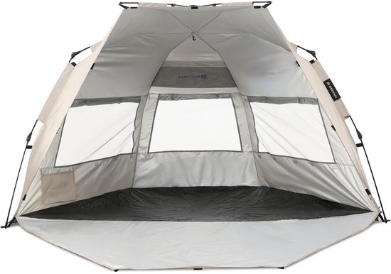 Up-to-Go Pop-up strandtent voor kinderen, UV-bescherming, UPF 50+ en windbescherming, compacte en opvouwbare draagbare tent - 4 personen, gemonteerd in 1 seconde - zilver