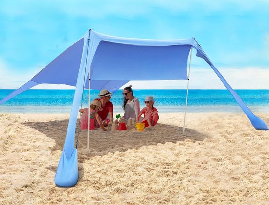 UPF50+ Zonwering, strandtent, schelptent met zandschep, haringen en stabiliteitsstangen, outdoor-schaduw voor campinguitstapjes, , achtertuinplezier of picknicks van Active Era