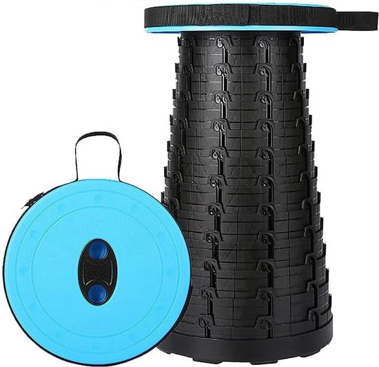 Upgraded Folding Stool, draagbare campingstoel, telescopische stoel, tot 180 kg, in hoogte verstelbaar 6,5 tot 45 cm, lichtgewicht opvouwbare stoel voor binnen en buiten (blauw) van Aiwoxing