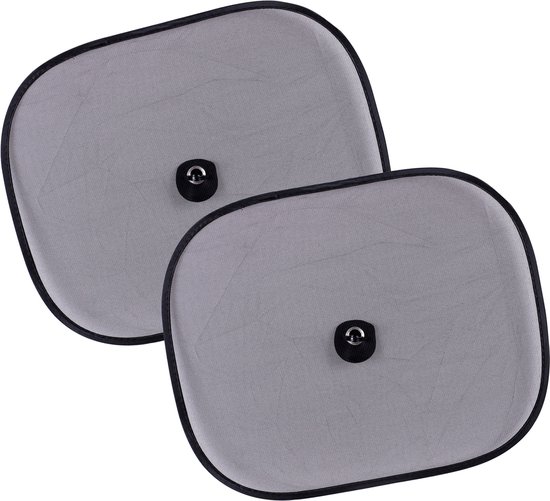 Urban Living Auto zonneschermen voor zijramen - 2x stuks - zwart - kunststof - zuignappen - 44x 36 cm van Urban Living