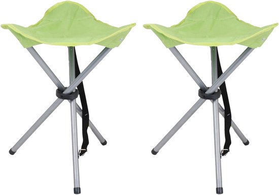 Urban Living bijzet krukje/stoeltje - 2x - Opvouwbaar - Camping/outdoor - D32 x H43 cm - viskrukje van Merkloos