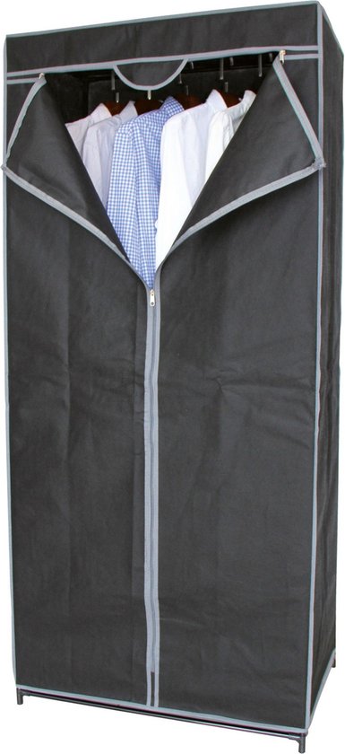 Urban Living Mobiele kledingkast met hang stang - opvouwbaar - grijs - 70 x 45 x 160 cm