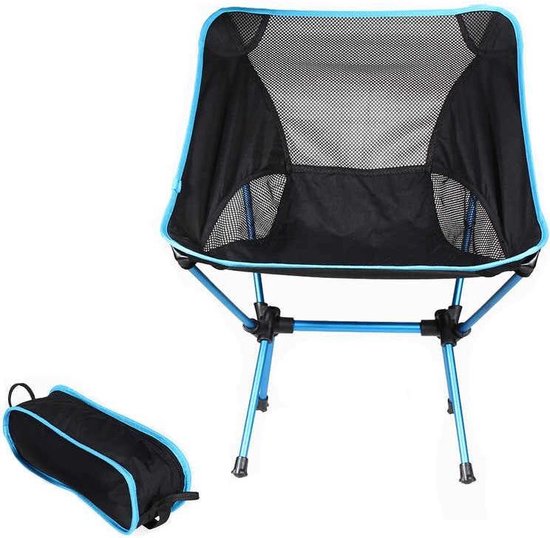Useme kampeerstoel - lichtblauw - voor op de camping, fietsvakantie of motorvakantie - Lightweight- Visstoel - Aluminium - Compact - kamperen - vakantie