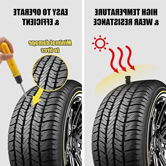 Vacuüm Band Reparatie Set - Bandenreparatie Kit - Band Lek Repareren - Zonder Band Demontage - 10 Stuks - Zwart van Merkloos