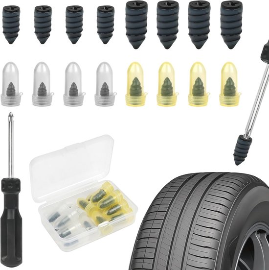 Vacuüm Bandenreparatienagel Set - 16-delige Tubeless Bandenreparatie voor Auto, Motorfiets en Fiets van Winzwon