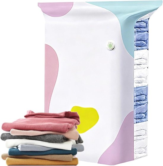 Vacuüm Kleding Opbergzakken - Compressie Dekbed Inpakorganizer - Ruimte Besparen - Pompvrij 3D Afsluiten - 70x50x30 cm - Kleurrijk