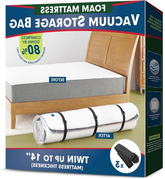 Vacuüm Matraszak - Matras Opbergzak - Matras Opslag - 80% Ruimtebesparing - Tot 14 inch dik - Rood