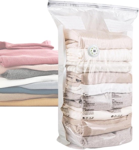 Vacuüm Opbergzakken - Compressie Zakken Kleding - Ruimte Besparen - Handmatige Compressie - 70x50x30cm - Doorzichtig