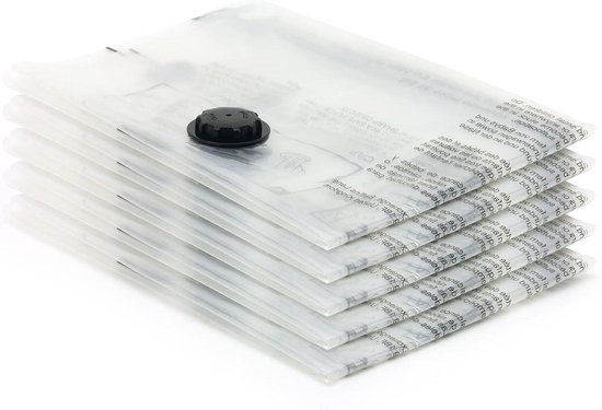 Vacuüm Opbergzakken - Compressiezakken Kleding - Ruimte Besparen - Comprimeert 80% - 5 Stuks - Transparant