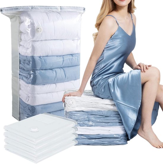 Vacuüm Opbergzakken - Ruimtebesparende Tassen - Kleding Opbergen - Zonder Pomp Comprimeren - Set van 4 - Transparant
