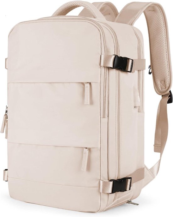 Vacuüm Rugzak - Reisrugzak Compressie - Ruimte Besparen - Met Ingebouwde Pomp - 40x30x20 cm - Beige