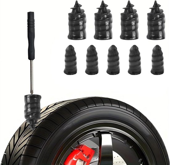Vacuümbandenreparatieset, bandennagelschroeven (5S + 5L) met schroevendraaier, voor auto, motorfiets, vrachtwagen, tractor, 10 stuks