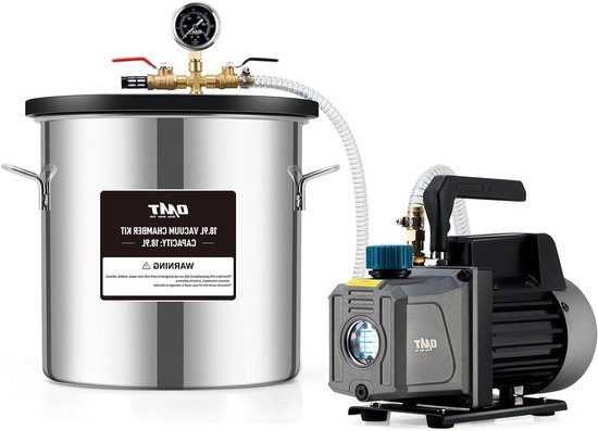Vacuümkamer Kit – Vacuümpomp – Ontgassing Set – Gietvorm Vacuüm – Houtstabilisatie – 18,9L RVS Kamer – 3,5 CFM Krachtige Pomp van Merkloos