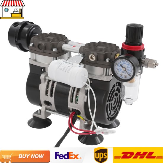 Vacuümpomp - 90KPA - 230W - G1/4 Aansluiting - Zwart En Zilver - Voor Industrieel Gebruik