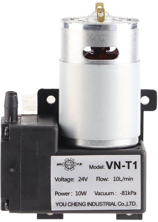 Vacuümpomp DC Mini, 12 V/24 V Micro DC vacuümpomp, industriële pomp met laag geluidsniveau, 10 l/min, stroomregelaar, 81 kpa luchtpomp van kunststof (Dc24v)