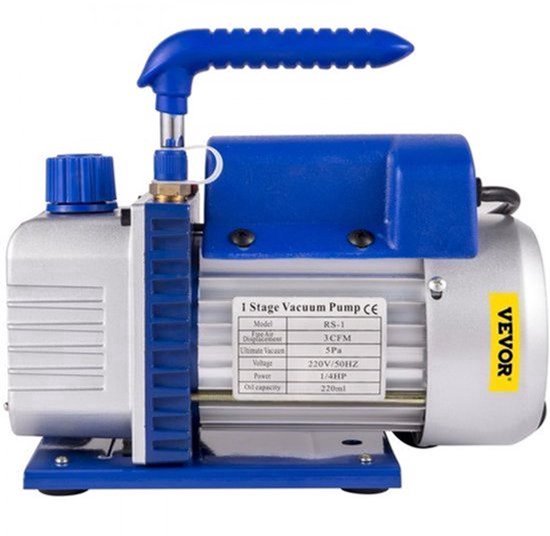 Vacuümpomp Eentraps - 3 CFM Pompsnelheid - 1/4 PK Vermogen - 3 Gallon Inhoud - Aluminiumlegering - Voor Airconditioning Onderhoud