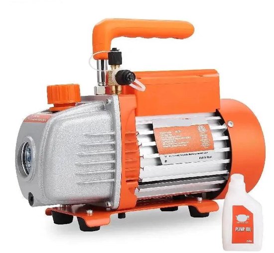 Vacuümpomp - Koelmiddel Vacuümpomp - Koelgereedschap - HVAC-koeling - 2-traps - met Meter - Droogpomp - 5CFM - 250W - Oranje van Merkloos
