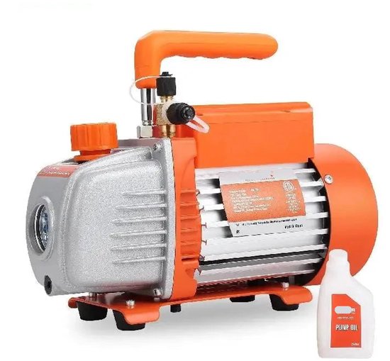 Vacuümpomp - Koelmiddel Vacuümpomp - Koelgereedschap - HVAC-koeling - 2-traps - met Meter - Droogpomp - 5CFM - 375W - Oranje van Merkloos