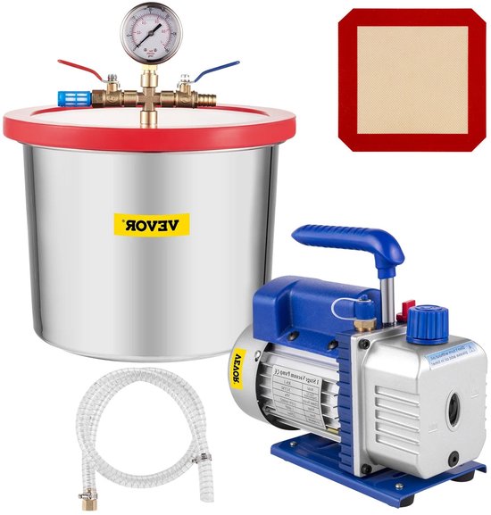 Vacuümpomp - Vacuümpomp Air Conditioner - Vacuümkamer - Vacuümkamer met Pomp - Koelgereedschap - Air Conditioning Pomp - 3CFM - 3 Gallons - Auto Onderhoud van Merkloos