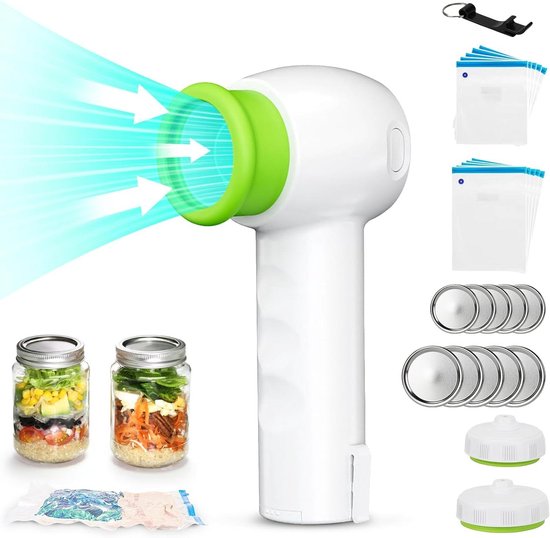 Vacuümsealerset voor voedselopslag - Handheld voedselpompverpakkingsmachine met 10 herbruikbare sealzakken - Marson Easy Seal Bag Sealer - Vlees en groenten conservering van Marson