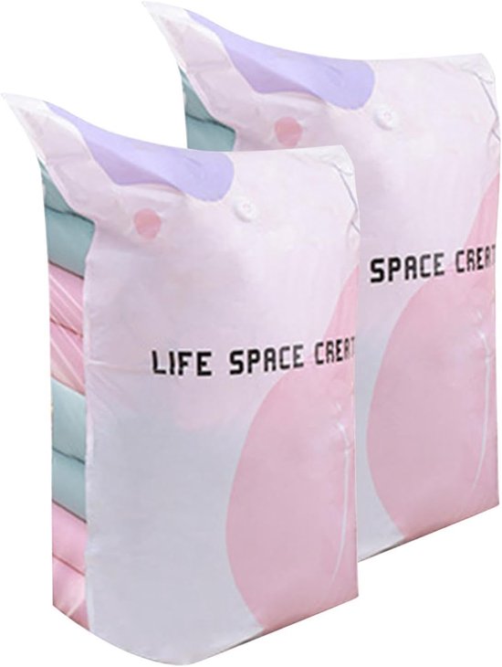 Vacuümzakken Kleding - Opbergzakken Compressie - Ruimte Besparen - Zonder Pomp - 80x100x38 cm - Transparant