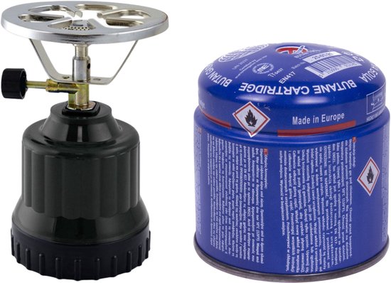 Vakantie kook set - camping kookstel 1 pit - incl. gas navulling - priktank - 190 gram van Merkloos