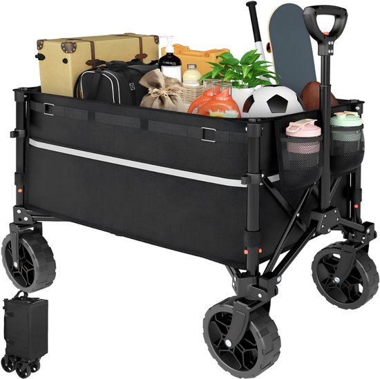 VALI® Bolderkar - 114kg Capaciteit - Bolderkar Opvouwbaar - Voor zwaar gebruik - Zwart - 71cm x 43cm x 84cm
