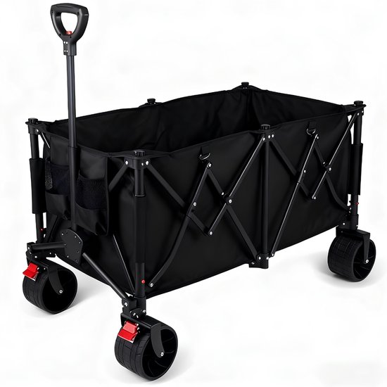 VALI® Bolderkar - 260L Capaciteit - Inclusief Elastisch Beschermnet - Zwart - 42cm x 105cm x 102cm