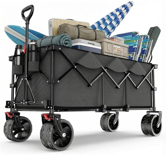 VALI® Bolderkar - Opvouwbare Bolderkar 300L - Opvouwbare Handkar - Grijs - 123cm x 57cm x 97cm