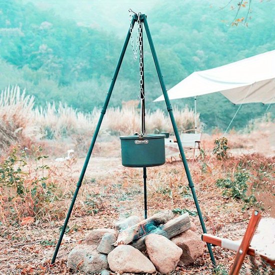 VANDAAG VERZONDEN - Lichtgewicht Opvouwbare Driepoot - Camping Driepoot - Kampvuur Driepoot - Verstelbaar Kookstatief - Outdoor Kook Driepoot - Barbecue Driepoot - Opvouwbaar Kampvuur Statief - Bushcraft Driepoot - Camping Accessoires - Noodpakket