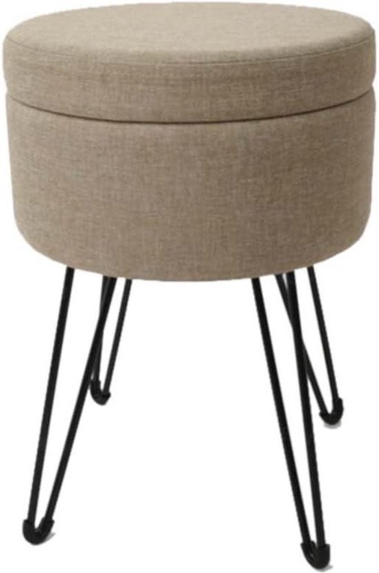 Vanity Stool Chair Kleine Ottomaanse Stool met Opbergbruin - SONGMICS, Zitkruk voor Kaptafel, Make-up Kruk pop up stool van Songmics