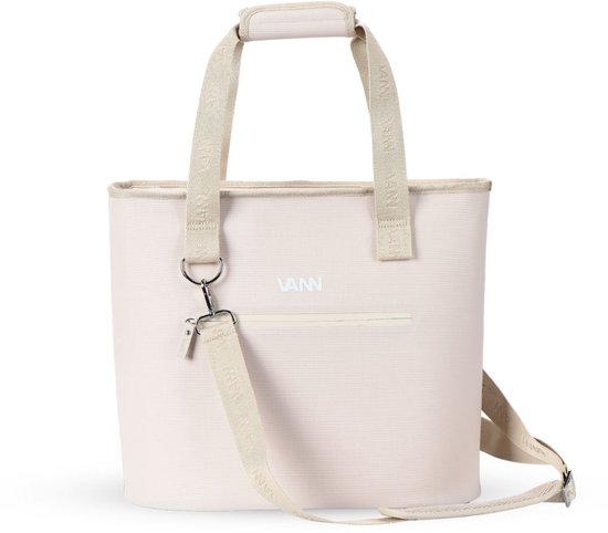 VANN Koeltas 28 Liter - Grote strandtas met Rits - Waterdicht & Lekvrij - 16u Koud - 28L - Schouderband - Gerecycled PET - Oatmeal