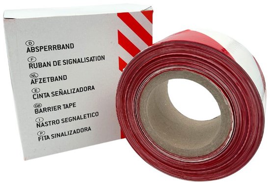 VCTparts® Afzetlint - 500m Rood/Wit - Sterk Afzetband voor Markeren en Afzetten Verpakt in Afroldoos