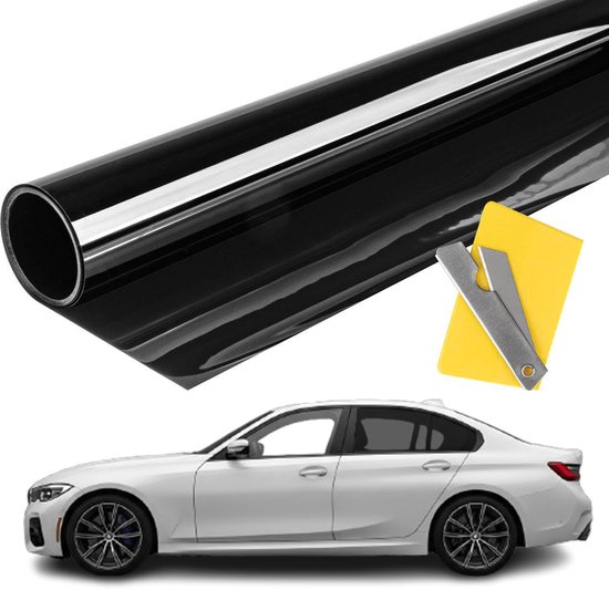 VCTparts® Auto Raamfolie 15% Tint 75x300cm - Zonwerende Privacy Folie voor Autoruiten Warmtewerend UV Beschermend Zwart