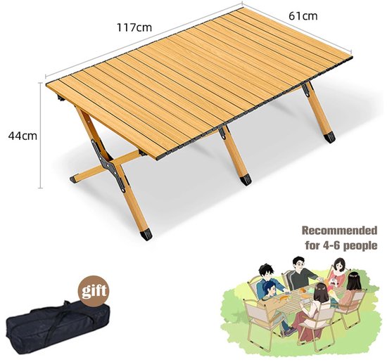 Vedder House - Campingtafel - Inklapbare tafel - 117x61x44 cm - Draagbaar - Waterafstotend - Tuintafel
