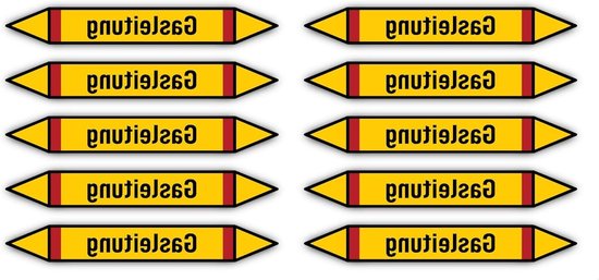 Veiligheidsstickers - Pijpleidingmarkering - Industriële Markering - Volgens DIN 2403 - 100x15 mm 10 stuks - Brandbare gassen