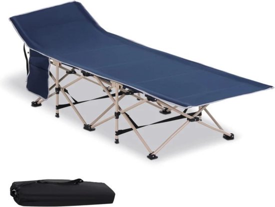 Veldbed - Kampeerbed - Vouwbed - Ligbed - Stretcher- Campingbedje - Opvouwbaar - 1 Persoons - Blauw van LifeGoods