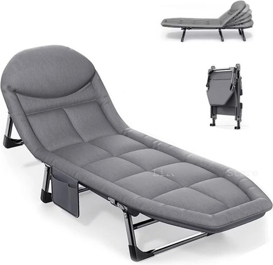 Veldbed - Veldbedden 1 Persoon - Kampeerbed - 65x200x32 Cm - Stretcher - Inklapbaar Campingbedje - Met Matras - Volwassenen - Grijs van Craftfield