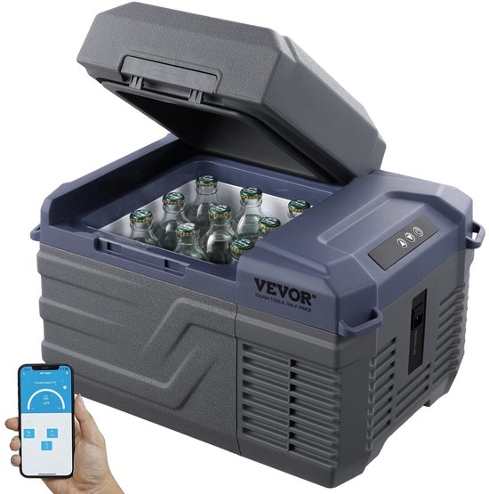 Velori Compressor Koelbox 12 Liter 12V/230V - Autokoelkast - Draagbare Camping Koelkast - Elektrische Frigobox - Bluetooth App - tot -20°C - Camper Boot Auto