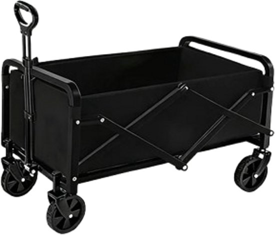 Velori Opvouwbare Kampeerwagen 100kg - Camping Trolley - Handkar met 5 Inch Wielen - Opvouwbare Transportwagen - Bolderkar voor Camping Strand Tuin Zwart