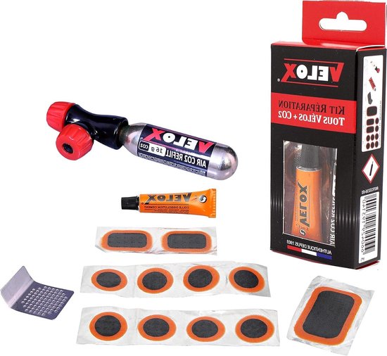 Velox Reparatiekit - Fietsband Reparatie - Snelle Bandenreparatie - Inclusief Drukregelaar - 16g CO2 Cartridge - Niet gespecificeerd van Merkloos